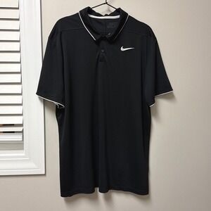 Nike Golf Mens Dri-FIT Polo Shirt Black White Standard Fit XL Short Sleeve